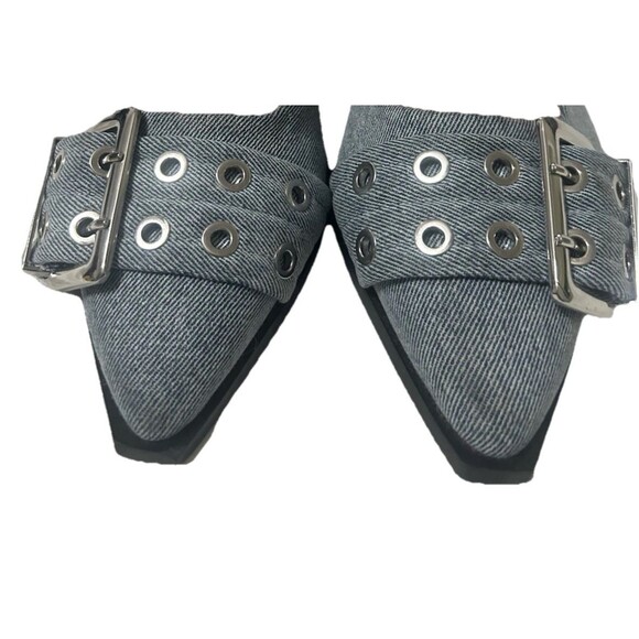 Steve Madden Graya Womens Size 8M Snipped Toe Denim Slingback Buckle Flat Shoes - Picture 4 of 10